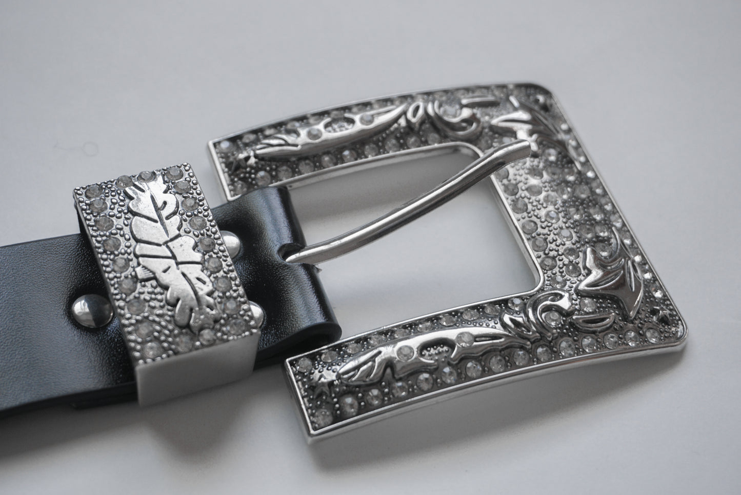 Square Buckle Western Rhinestone Belt-Plus
