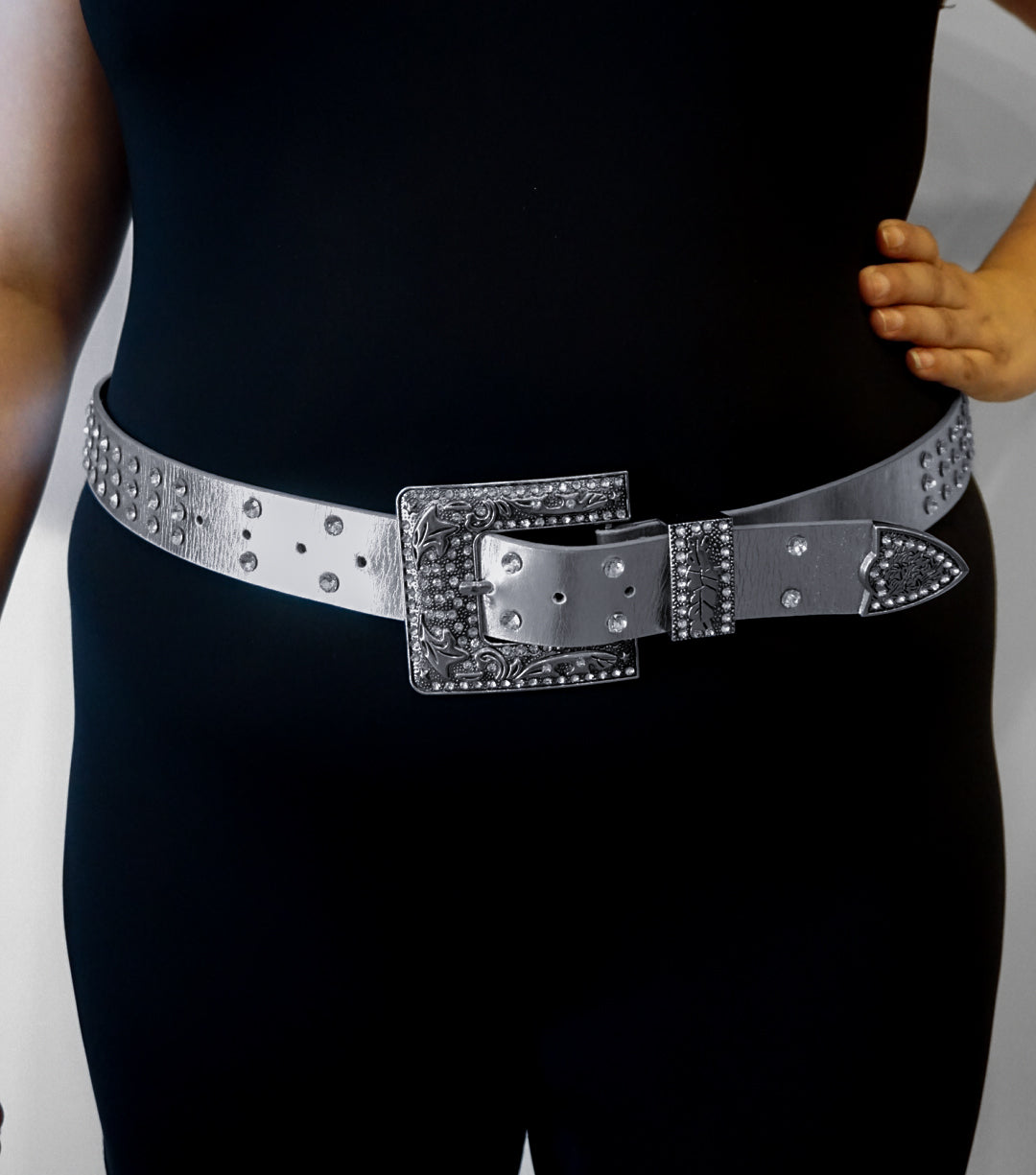 Square Buckle Western Rhinestone Belt-Plus