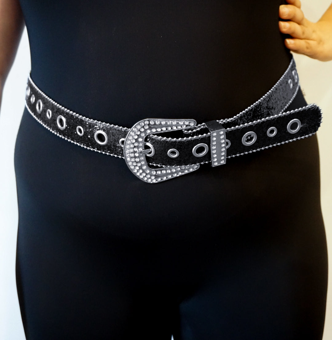 Rhinestone Buckle Glitter Plus Size Belt