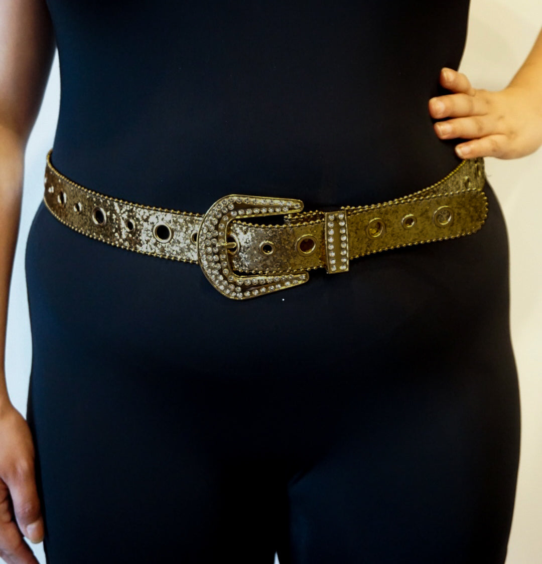 Rhinestone Buckle Glitter Plus Size Belt