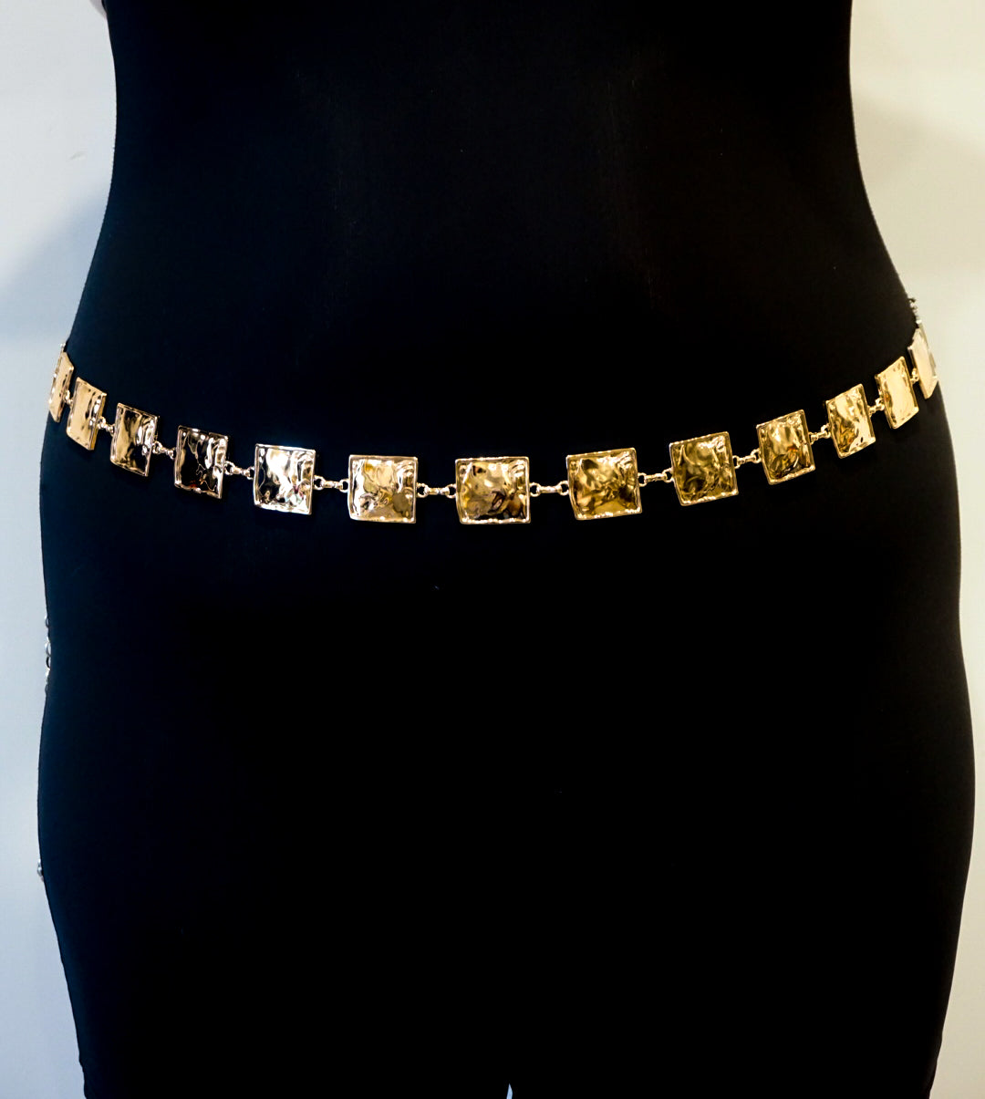 Hammered Square Metal Chain Belt
