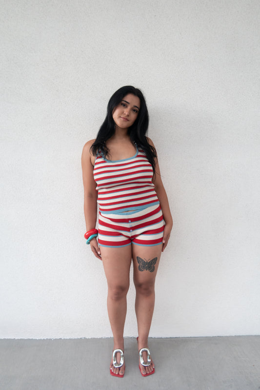 SEASIDE POP HALTER KNIT TOP