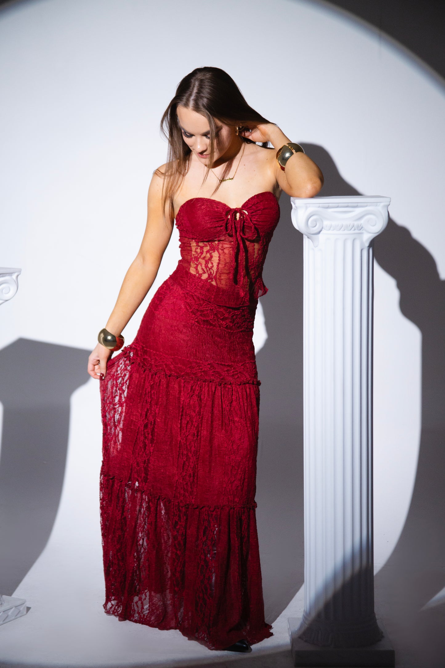 Scarlet Lace Maxi  Skirt