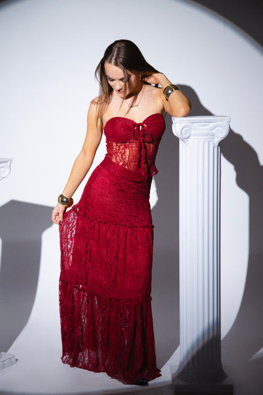 Scarlet Lace Maxi  Skirt