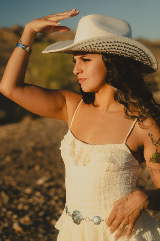 STUDDED BRIM COWBOY HAT