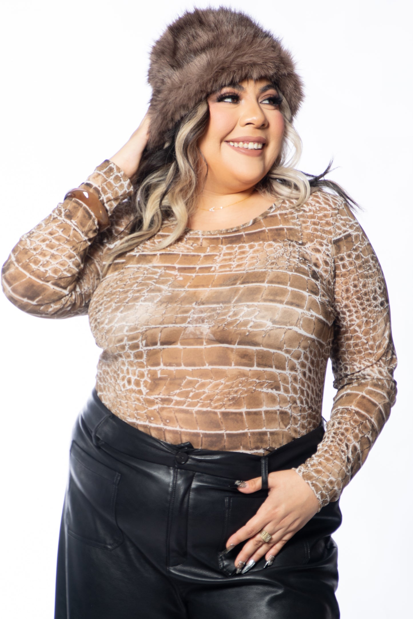 Chocolate Faux Fur Bucket Hat