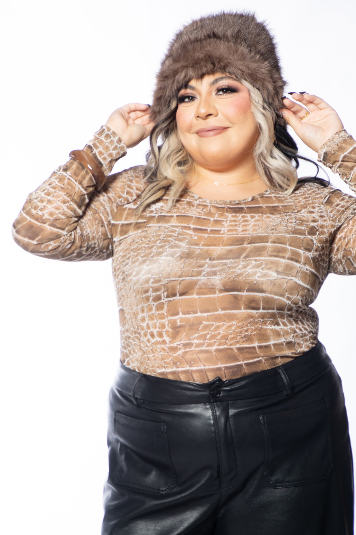 Chocolate Faux Fur Bucket Hat