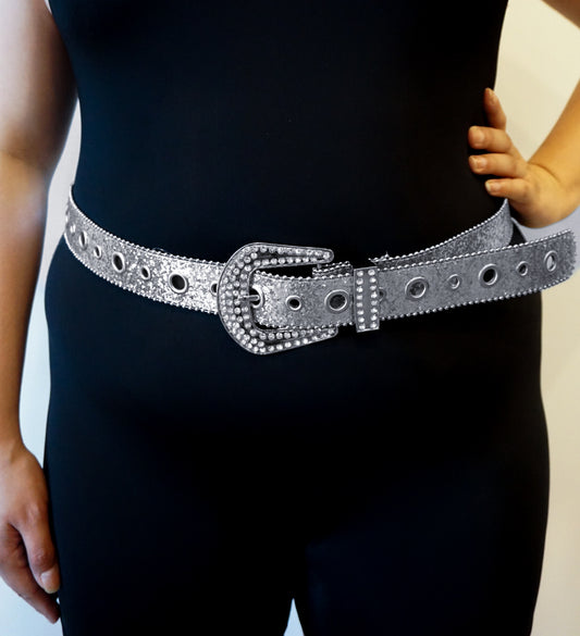 Rhinestone Buckle Glitter Plus Size Belt