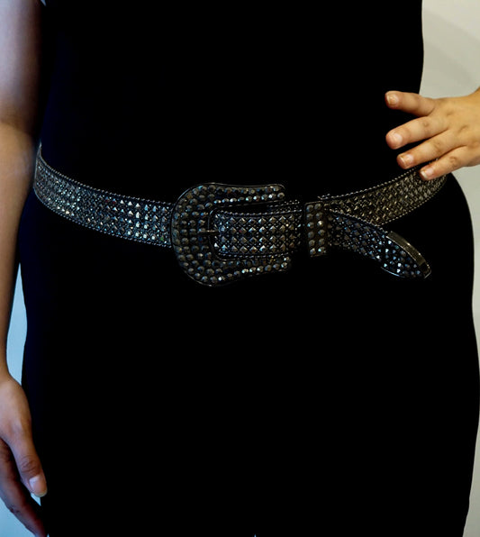 Black Charcoal Western Belt- Plus