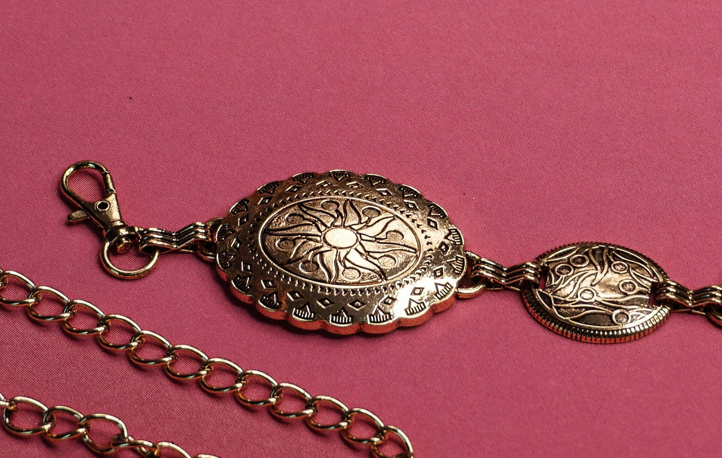 Sun Engraved Chain Belt