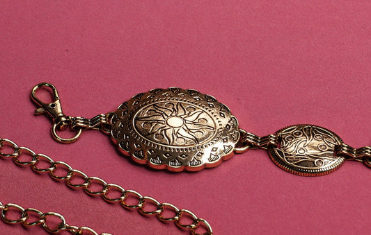 Sun Engraved Chain Belt