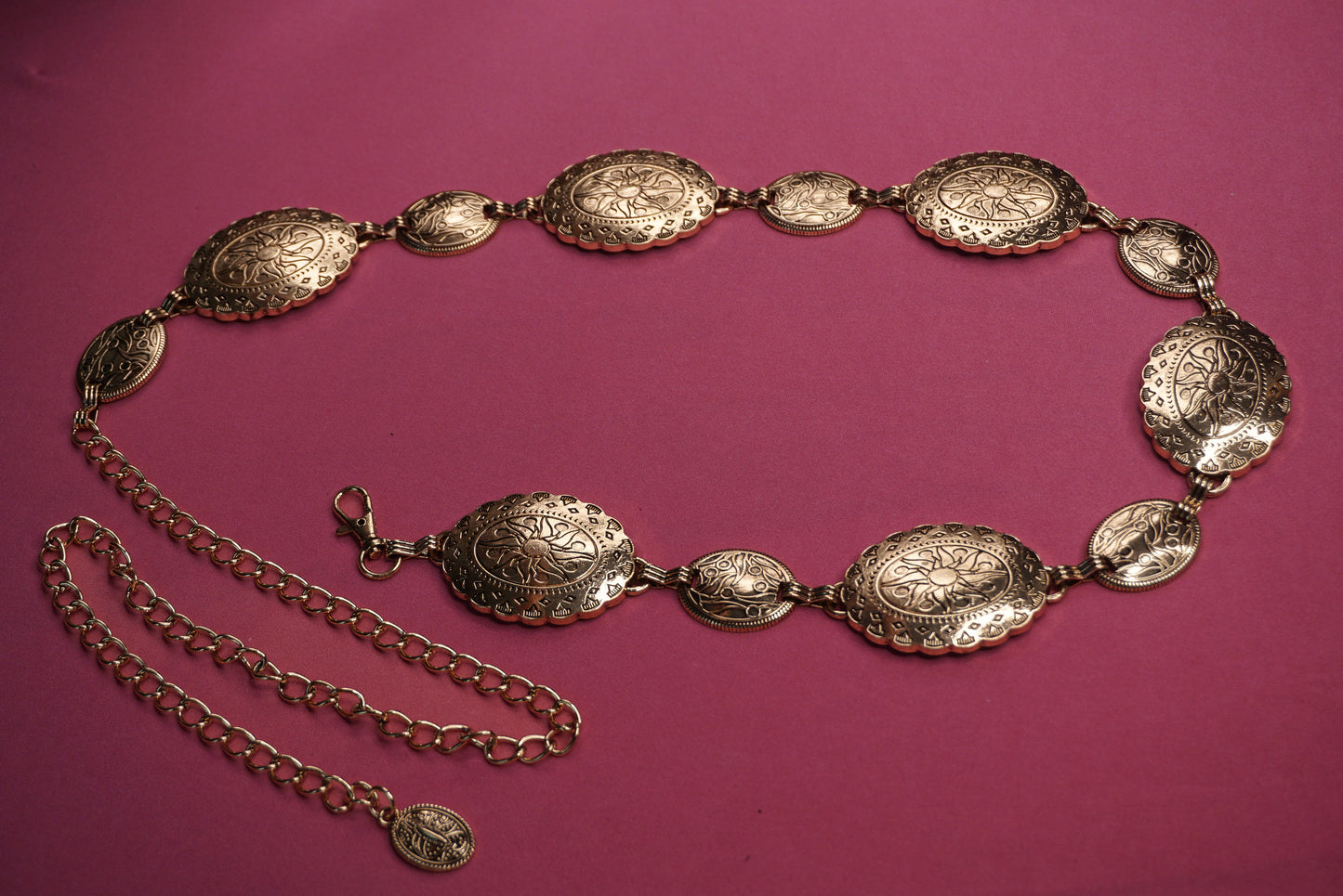 Sun Engraved Chain Belt