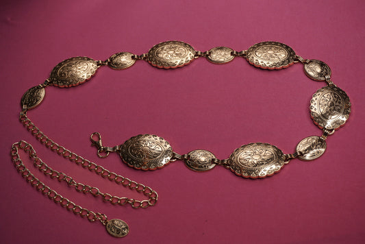 Sun Engraved Chain Belt
