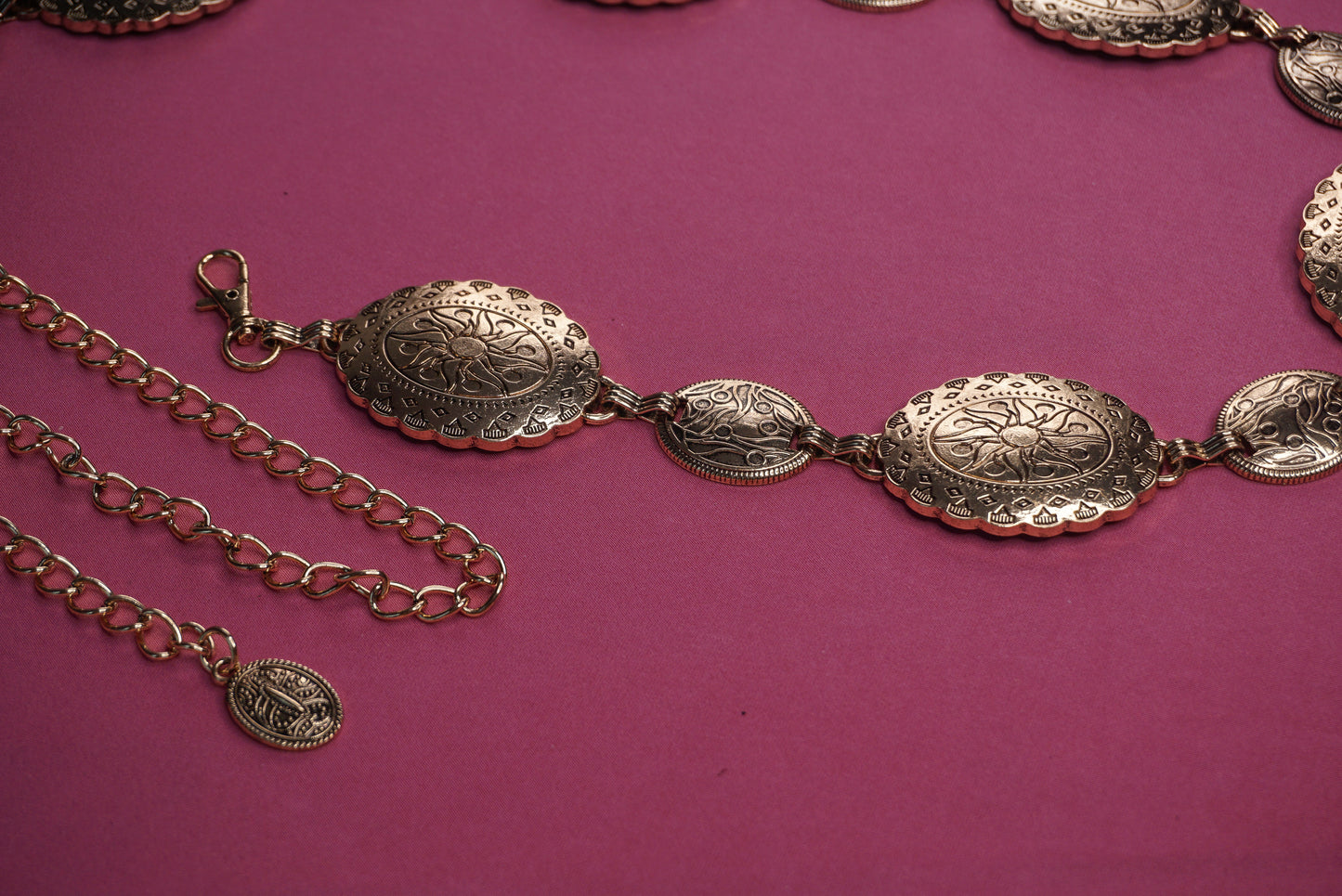 Sun Engraved Chain Belt